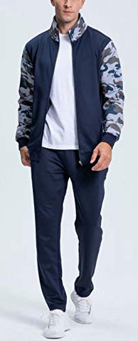 Image of Tracksuit Men 2 Piece Casual Sweatsuit for Men Yoga Set Winter Gym Jacket Warm Set Athletic Suit Gym Jackets Running Pants Fleece Lined Tracksuit