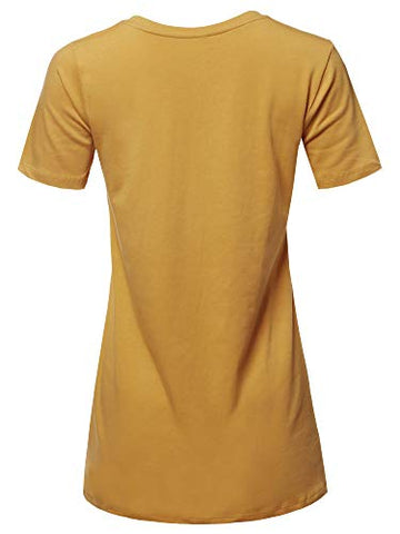 Image of Basic Premium Cotton Short Sleeve V-Neck T Shirt Tee Tops Golden Mustard S