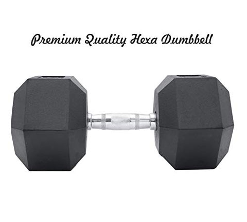 Image of Hexa Fitness Hex Dumbbells (7.5 kg X 2) 15 kg Set, Fitness Heavy Duty Solid Caste Iron and Rubber Coated Material