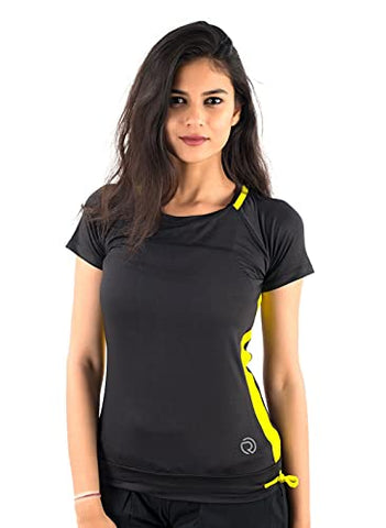 Image of TRUEREVO Women's T-Shirt (161126MBLKCYLW_S_Black & Yellow_Small)