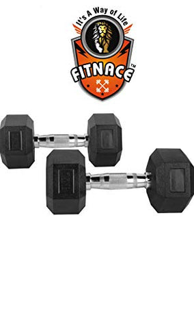 Image of FITNACE Hex Dumbbells 7.5kg X 2 Rubber Coated Hexa Dumbbell 7.5kg Caste Iron, Anti Slip Grip, Hexagonal Dumbbells for Home Gym Professional Strength Training and Weight Lifting & Workout Set