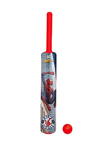 Image of MANAKI ENTERPRISE Plastic Spiderman Cricket Kit Combo Set for Kids with 3 Stumps with Bat and Ball ( Multicolour)