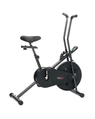Image of Life Line Fitness LE-102 Air Bike Exercise Indoor Cycle with Stationary Handles, Vertically and Horizontally Adjustable Seat, Adjustable Resistance, LCD Display (Maximum User Weight 100kg)