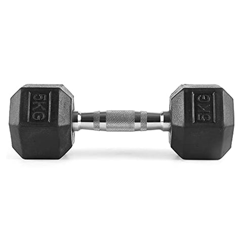 Image of The Cube Club Rubber Coated Hex Dumbbells (Pair) for Men & Women for Home Workout (5.0)
