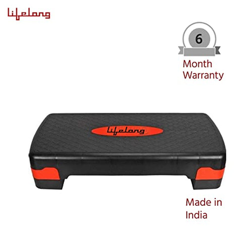 Image of Lifelong Polypropylene Adjustable Home Gym Exercise Fitness Stepper for Exercise Aerobics Stepper with 3 Height Adjustments| Max Weight 200kg (Black & Red)