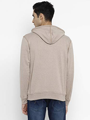 Image of Alan Jones Clothing Men's Poly Cotton Hooded Neck Sweat shirt (SS-401-BISCUIT-S_Brown, Biscuit_S)