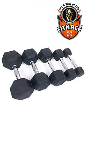 Image of FITNACE Hex Dumbbells 7.5kg X 2 Rubber Coated Hexa Dumbbell 7.5kg Caste Iron, Anti Slip Grip, Hexagonal Dumbbells for Home Gym Professional Strength Training and Weight Lifting & Workout Set