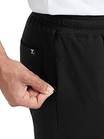 Image of XYXX Athleisure Men's Cotton Modal Joggers | Moisture Absorbent, Comfortable Stretch Loungewear | Tailored Relaxed Fit Solid Ace Joggers with Zipper Pocket | Pack of 1 (Black, Large)