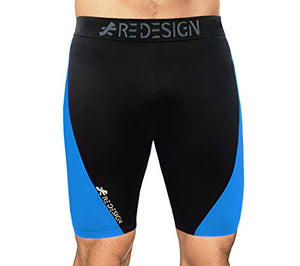 ReDesign Apparels Nylon and Spandex Dual Colour Compression Shorts For Sports with Back Zip Pocket (Sky Blue, 2XL)
