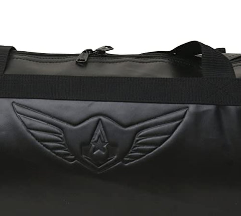 Image of AUXTER Blacky Leatherette Gym Bag Duffel Bag Shoulder Bag for Men and Women Emboss Logo (Black)