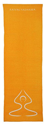 Image of Arka Cotton Yoga Mat Handloom Organic Anti-Skid (72 x 24 Inches, 4mm Thick) Washable Durry (Kaivalyadhama Parvatasna Chakra - Yellow)