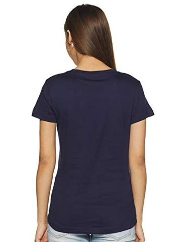 Image of Puma Women's Solid Regular T-Shirt (85595703_Peacoat S)