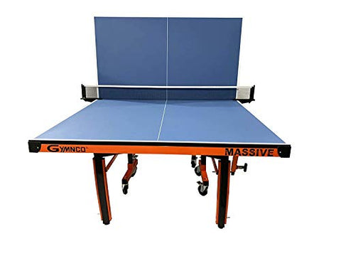 Image of Gymnco Massive Table Tennis Table with 100 MM Wheel (Top 25 mm Laminated Compressed & Free TT Table Cover + 2 TT Racket & Balls)
