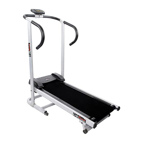 Image of Life Line Fitness LT-201 Foldable Manual Treadmill for Home Gym Exercise with Cardio Weight Loss Gym Workout at Home, 2 Level Inclination (LT-201, Silver, Black)