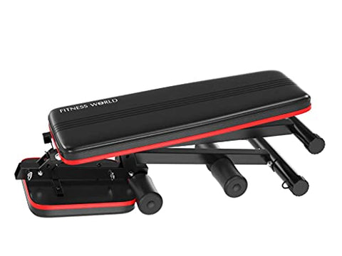 Image of FITNESS WORLD Home Multi Functional Weight Workout Strength Training Multi-Purpose Foldable Incline Decline Exercise Foldable Bench - Weight Limit: 215 Kg