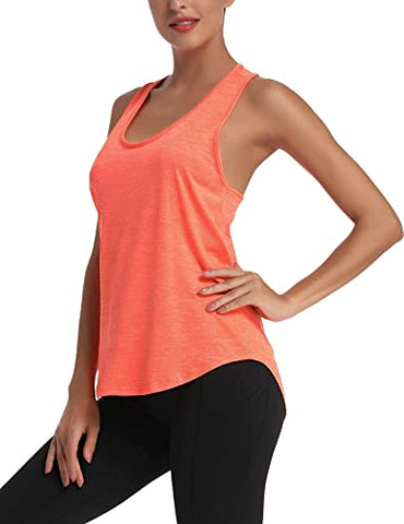 Image of Yoga Shirts for Women Activewear Athletic Sleeveless Gym Tank Tops Open Back Running Sports Workout Tops(Orange XL)