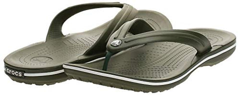 Image of crocs Unisex Adult Crocband Flip Army Green/White Flop-10 UK Men (M11) (11033)