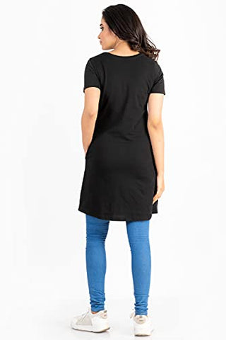 Image of bluehaaat BTS K POP Graphics Printed Cotton Tshirt for Women and Girls (Medium, Black Dress)