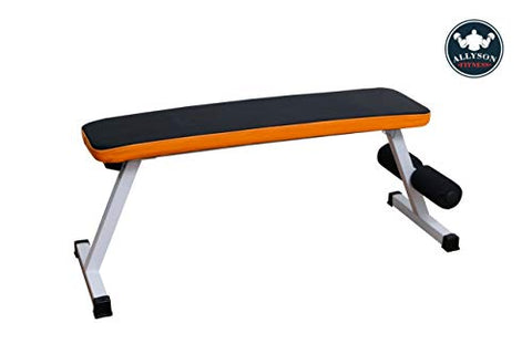 Image of ALLYSON FITNESS Foldable Flat Bench- Up to 500 kg Capacity Tested for Strength Training Multipurpose Fitness Exercise Gym Workout, Heavy Duty Weight Flat Bench for Home & Gym(Yellow)