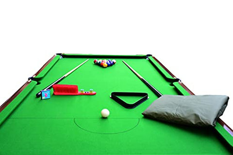 Image of Khalsa Gymnastic Works Portable and Moveable on Wheels Pool Table(Billiard Table) 8x4 FT, Top 25 mm with Cover, Ball, cue Sticks, Triangle & Chalk : DogBBN01