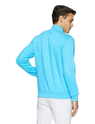 Image of Amazon Brand - Symbol Men's Cotton Blend Round Neck Sweat shirt (AW18MNSSW03I_Aqua Blue_Small_Aqua Blue_S)