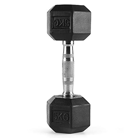 Image of The Cube Club Rubber Coated Hex Dumbbells (Pair) for Men & Women for Home Workout (5.0)
