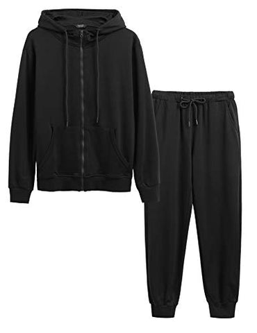 Image of COOFANDY Academy Warm Up Tracksuit Long Sleeve Zipper Drawstring Casual Jacket Sweatsuit Set for Men Black, 4XL