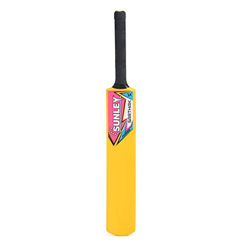 Image of SUNLEY Plastic Cricket Kit (1 Piece Cricket Bat, 4 Piece Wickets, 2 Piece Base, 2 Piece Bails, 1 Piece Wind Ball, 1 Piece Kit Bag) (Size 3 for Age Group 8 Years) Yellow