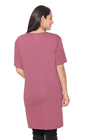Image of CUPID Regular Fit Cotton Round Neck T-Shirt, Plus Size Night, Sleep, Yoga, Gym, Long Top n Tees for Women - Combo Pack of 3 - 3XL, Mauve / Yellow / Red