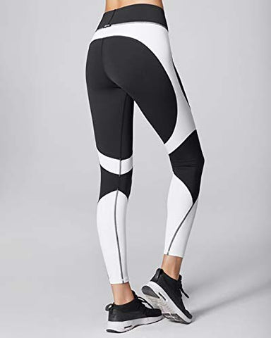 Image of Neu Look Gym wear Leggings Ankle Length Workout Stretchable Tights Active wear High Waist Sports Fitness Yoga Track Pants for Girls & Women ( Black White - XXL )
