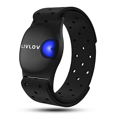 Image of LIVLOV V9 Bluetooth ANT+ Heart Rate Monitor Armband, Rechargeable HRM Sensor IP67 Waterproof Optical Armband Heart Rate Monitor for Peloton, Zwift, Wahoo Fitness, Polar Beat, Endomondo