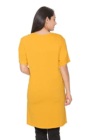 Image of CUPID Regular Fit Cotton Round Neck T-Shirt, Plus Size Night, Sleep, Yoga, Gym, Long Top n Tees for Women - Combo Pack of 3 - 3XL, Mauve / Yellow / Red