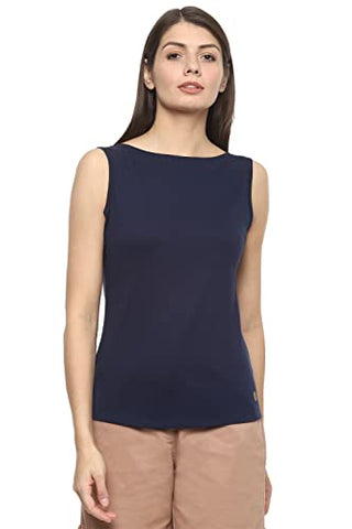 Image of Van Heusen Woman Women's Plain Regular fit T-Shirt (VWCTURGB651500_Navy Small)