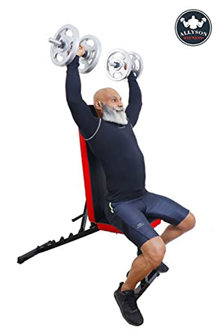 Image of Allyson Fitness Adjustable Incline, Decline, and Flat Bench- Weight Strength Training, Sit Up Abs Fitness Bench for Full Body Workout of Home Gym (Black), 200Kg weight capacity