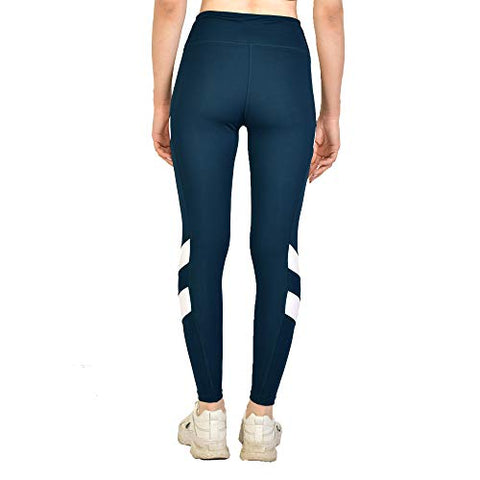 Image of Kopykat Fourway Lycra Spandex Highwaist Sports Gym Yoga Tights for Women (kop-51) (Airforce Blue - 3XL)