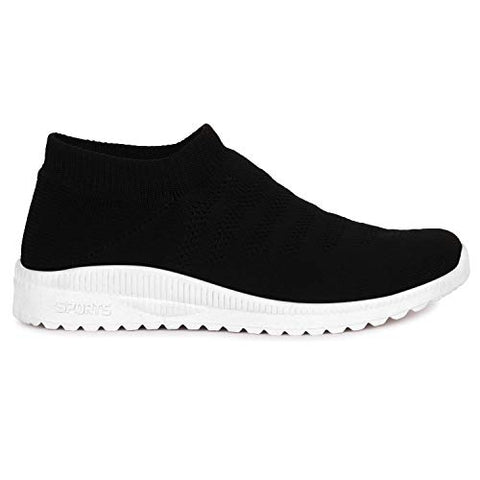 Image of ZAPATOZ Women's Black Textile Slip-On Lightweight Running Walking Shoes