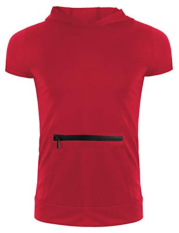 Image of Men Workout Short Sleeve Shirts Athletic Mens Top Muscle Sportswear Red XXL