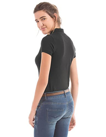 Image of US Polo Women's Band Collar T-Shirt (UWTS0547_Black_X-Small)