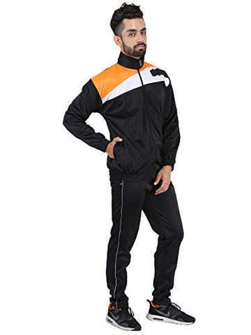 Image of HPS Sports Men's Polyester Tracksuit (HPSTK03_40_Black & Orange_40)