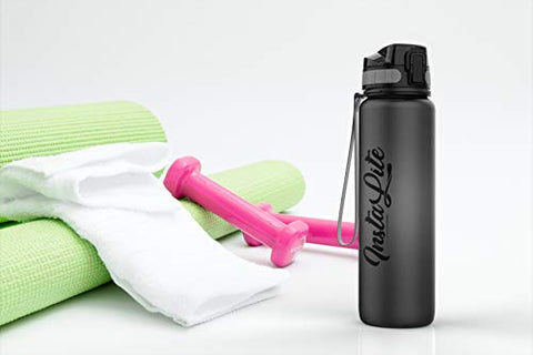 Image of InstaLite Unbreakable Sports Water Bottle 1 Litre with Time Markings, BPA Free Non-Toxic Water Bottle for Gym, Office Water Bottle (Stone Grey, 1000 ML)