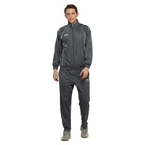 Image of SHIV NARESH Polyester Tracksuit (X-Large, Dark Grey/Light Grey/White)
