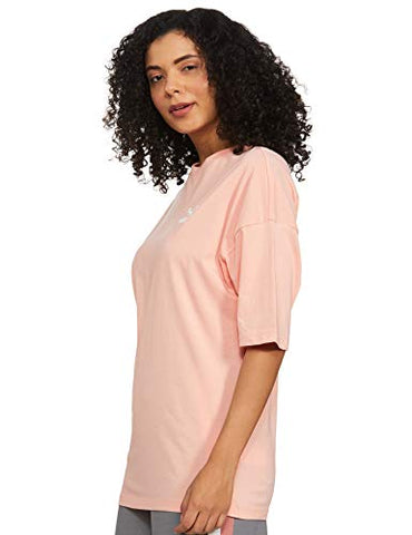Image of Puma Women's Solid Regular T-Shirt (59957926_Apricot Blush XS)