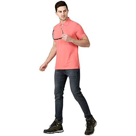Image of Aspirer Cotton Rich Polo T Shirt Half Sleeve with Pocket Pink