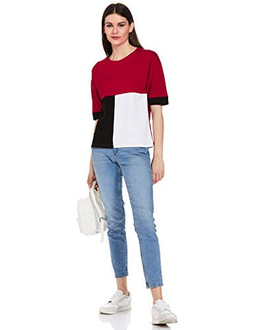 Image of Amazon Brand - Symbol Women's Loose T-Shirt (AW20SYTSMPB06_Multicolor 2 XL)