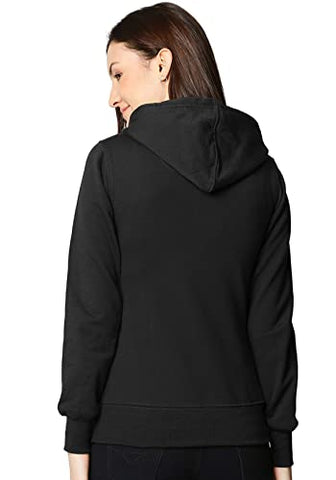 Image of Wear Your Opinion Women's Cotton Hooded Neck Hoodie (WYO004635JKTF-F-S-Black_Black_S)