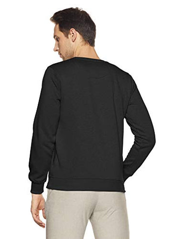 Image of Qube By Fort Collins Men's Cotton Round Neck Sweat Shirt (929241 SMU_Anthra_M_Black, Anthra_M)
