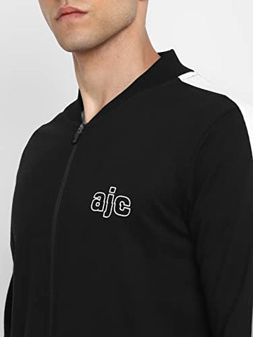 Image of Alan Jones Clothing Men's Cotton Athletic Gym Running Sports Track Suit (TSUIT21-P01_Black_L)