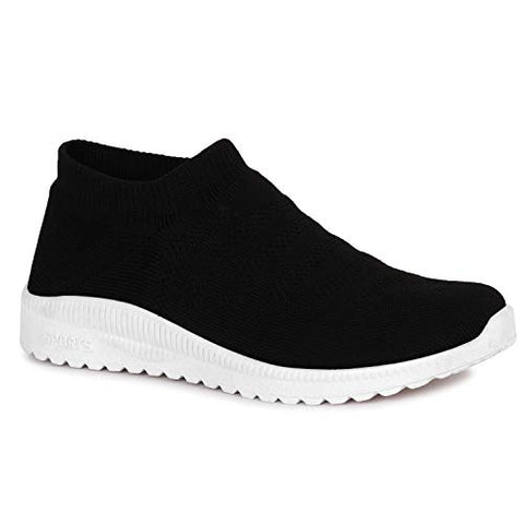 Image of ZAPATOZ Women's Black Textile Slip-On Lightweight Running Walking Shoes