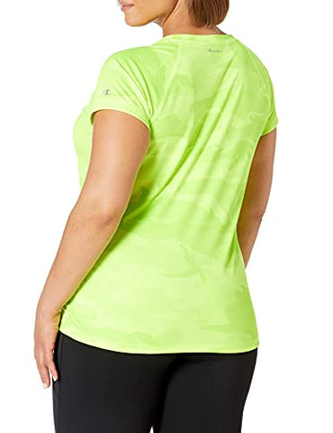 Image of Champion Women's Short Sleeve Doubledry Performance T-Shirt, Safety Green Camo, X-Large