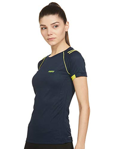 Image of Fusefit Women's Slim fit T-Shirt (FF WMN CNS TEE_Navy / Yellow S)